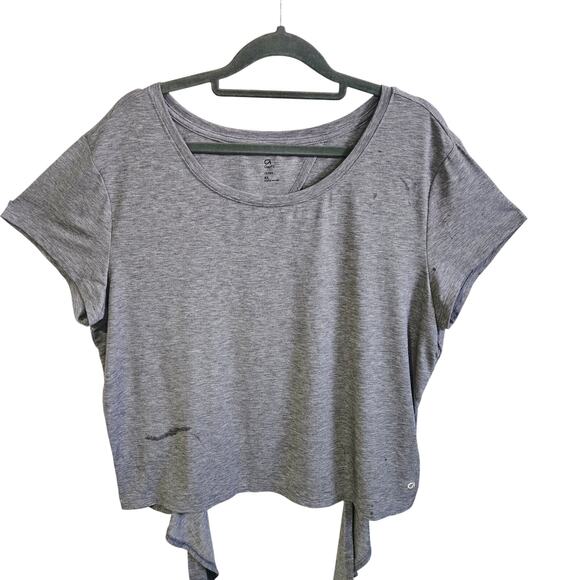 GAP Fit Dry Women's XL Open Tie Back Athletic Tee Gray Balletcore Gym Workout - Picture 1 of 5